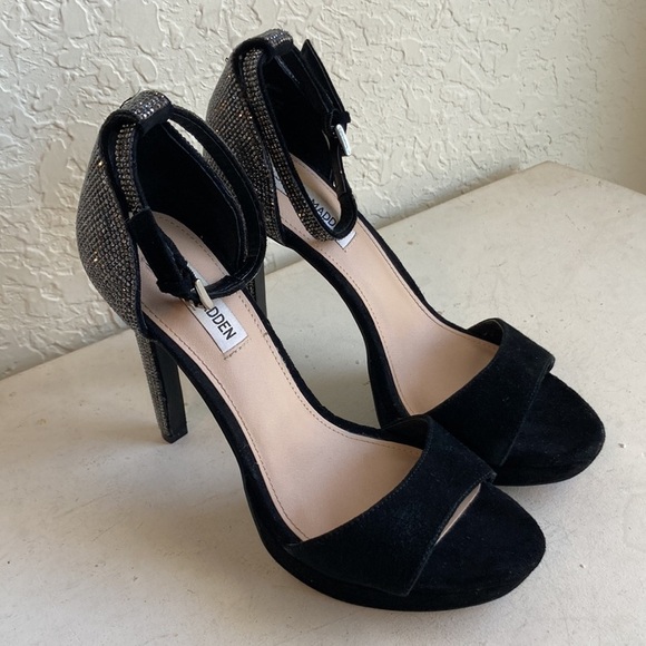 Steve Madden black kisha leather suede sequins heels - Picture 2 of 13